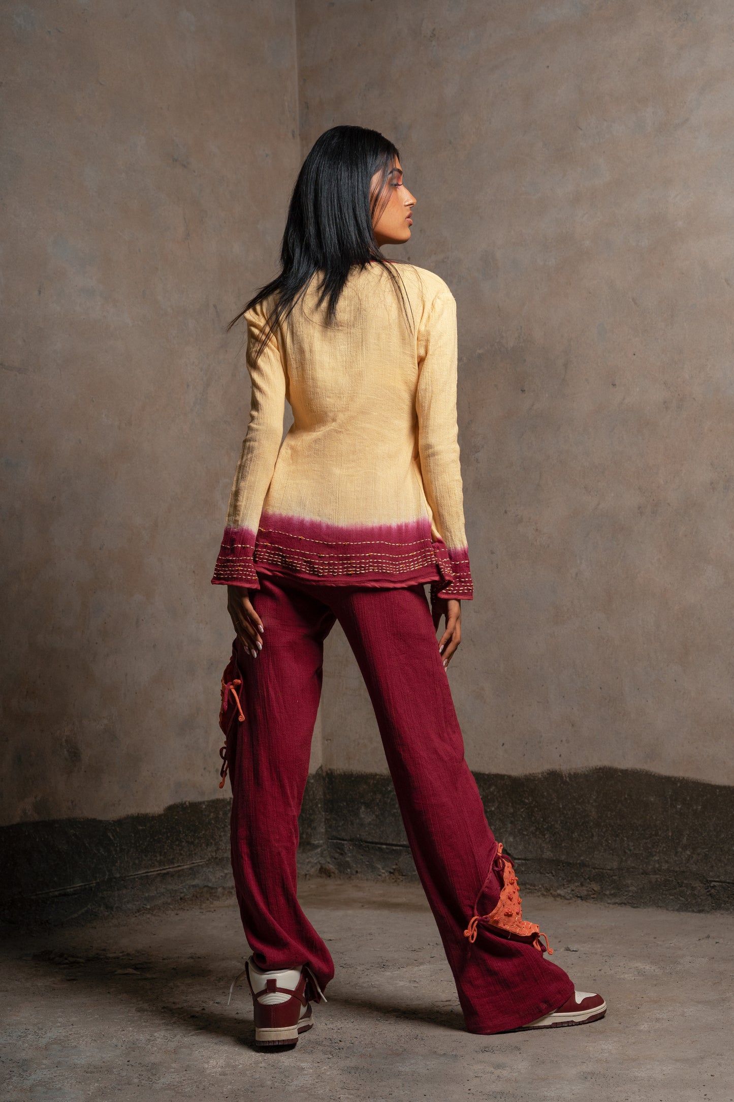 Patch-Up Pants in Maroon