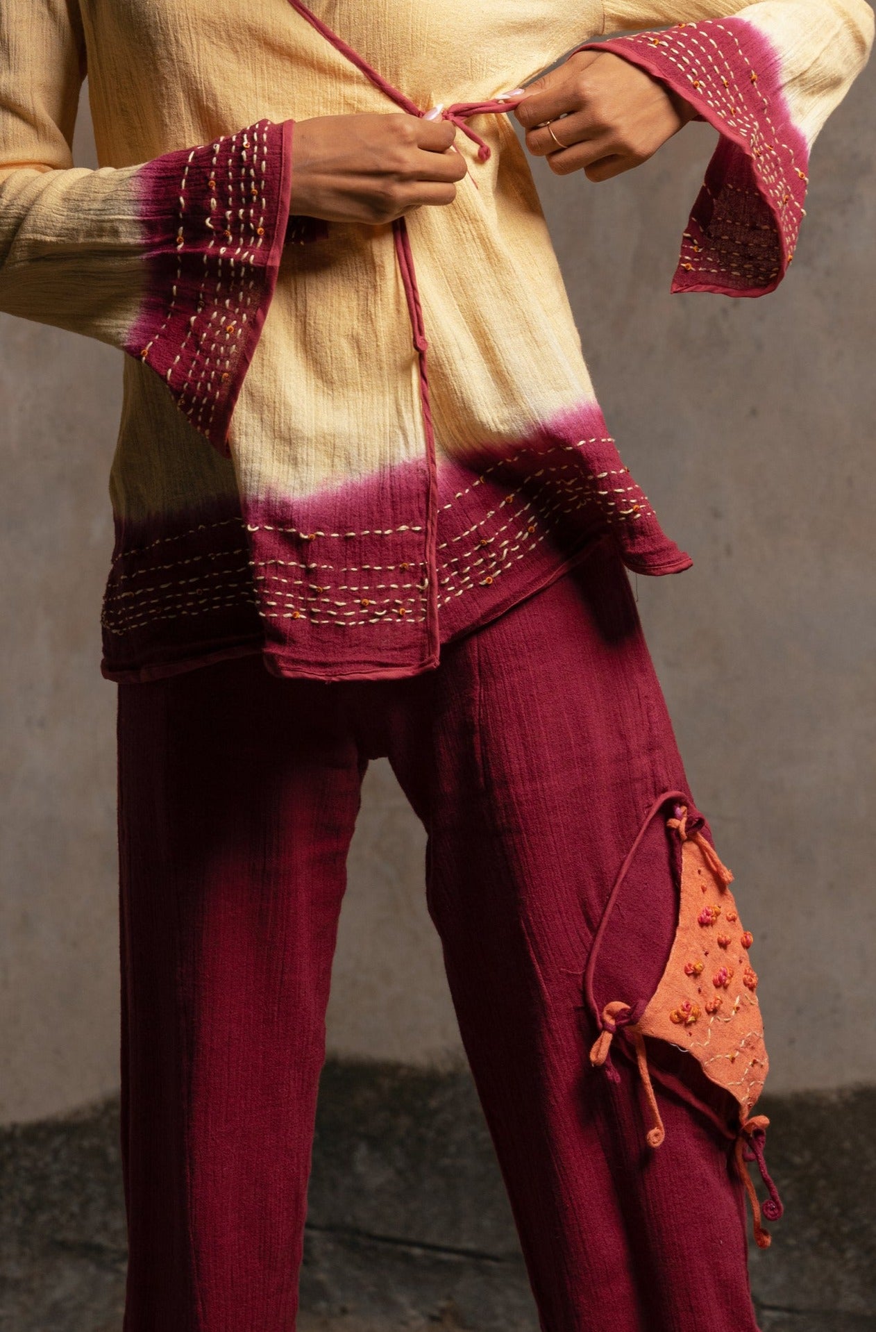 Patch-Up Pants in Maroon