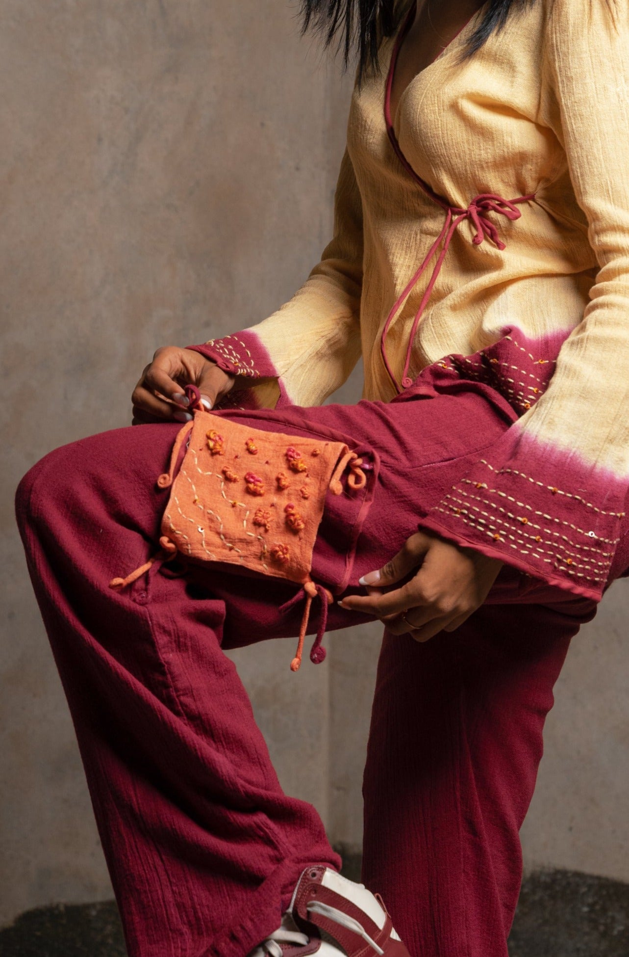 Patch-Up Pants in Maroon